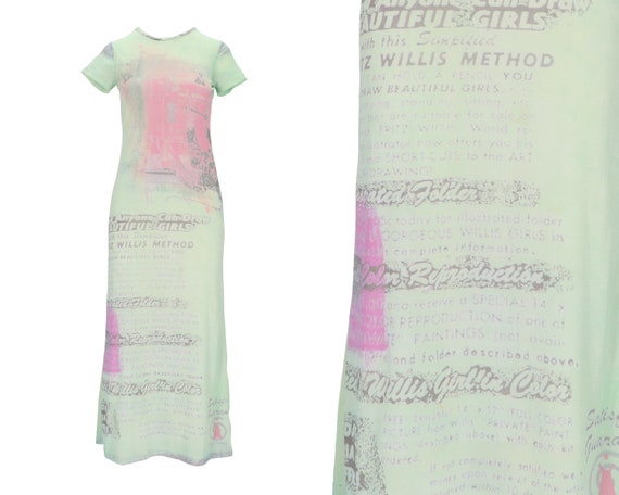 90s Mesh Maxi Dress / 1990S- 2000s Vintage Long dr