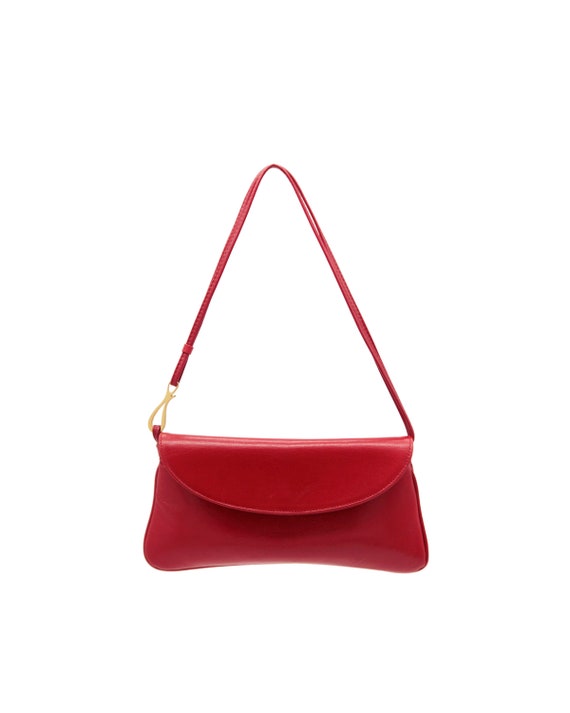 2000s Vintage Red leather Baguette Bag / Y2k Shoul