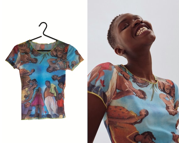 90s MESH TOP / 1990s - 2000s Short sleeve mesh top