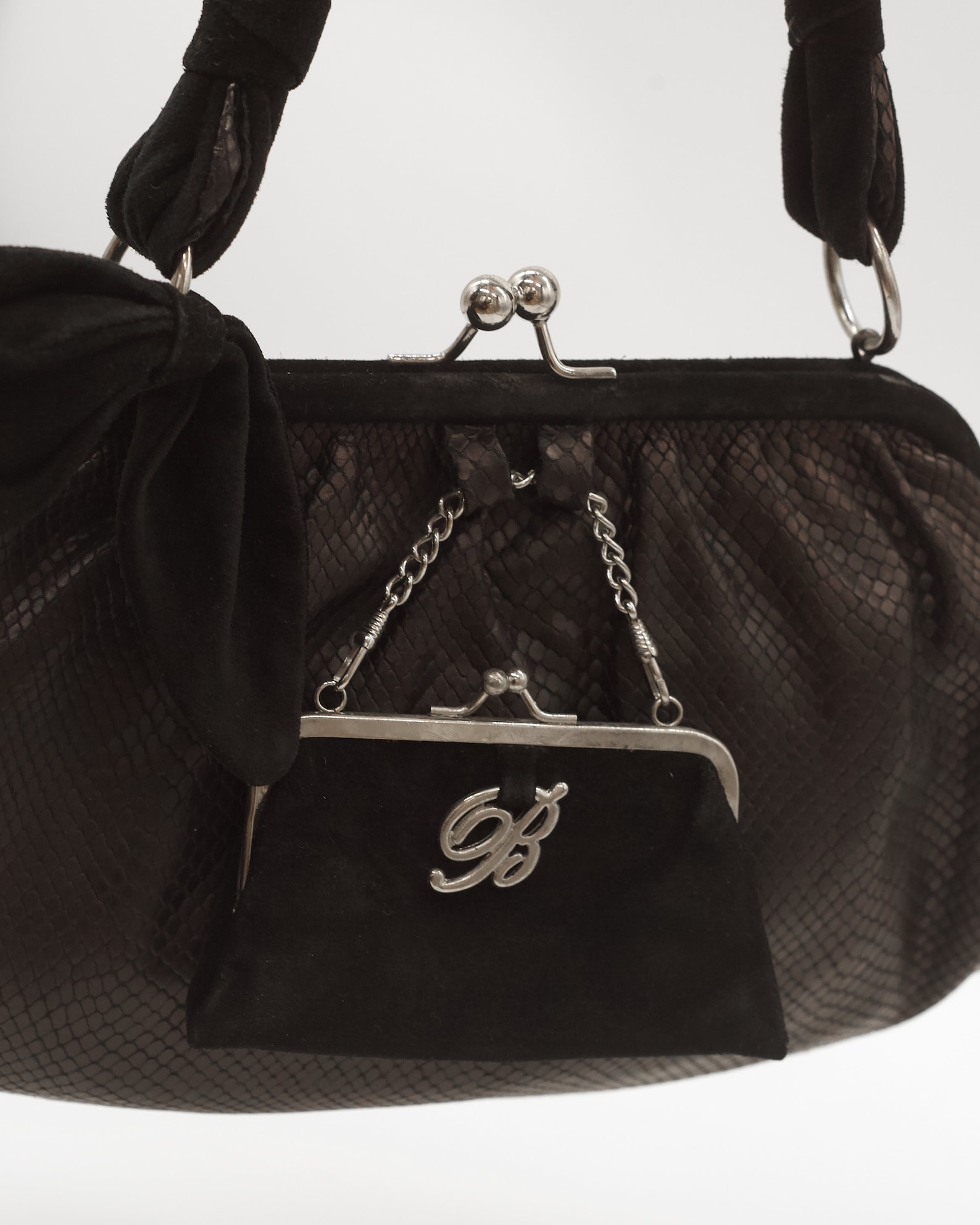 Y2k Blumarine Black Handbag With Small Purse Decorating It / Etsy