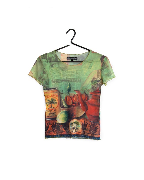 90s MESH TOP / 1990s - 2000s Short sleeve mesh top