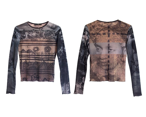 90s MESH TOP / 1990s - 2000s Long sleeve mesh top