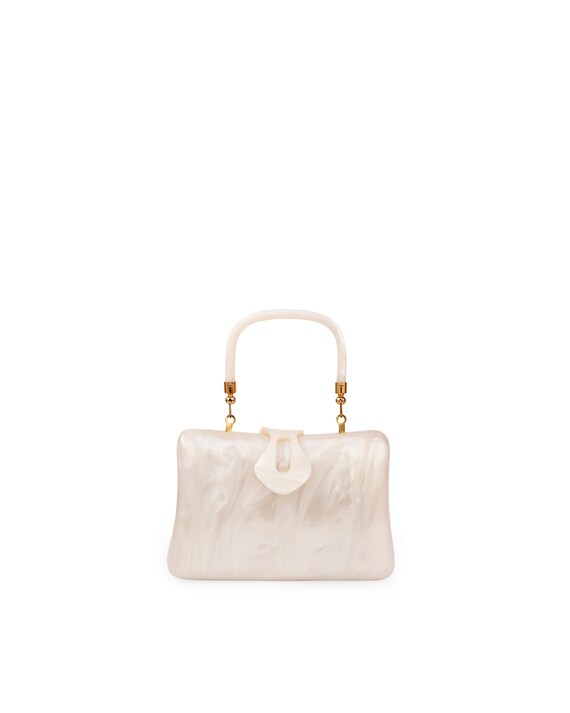 1960s Vintage Lucite Handbag / 60s withe shell Pur