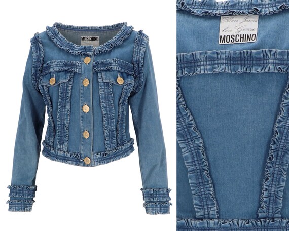 MOSCHINO Denim Ruffle Jacket 1990s/ 90s Moschino J