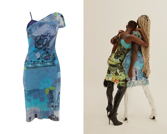 90s KENZO Mesh Dress / 1990S- 2000s Vintage asymme
