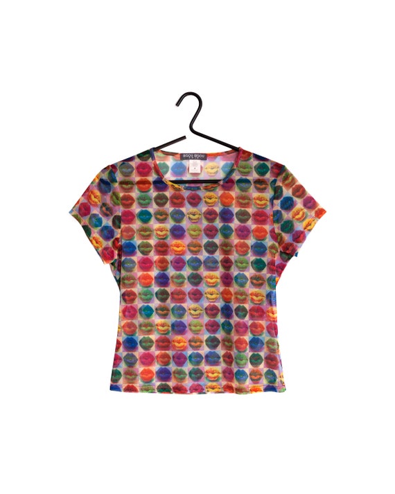 90s MESH TOP / 1990s - 2000s Short sleeve mesh top