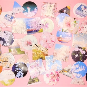Aufkleber | Sakura | 20 Aufkleber nach dem Zufallsprinzip | Japan | Kirschblüten| Blumen | Hanami | Pink | DIY | Reisen | Kugeljournal-| Scrapbook