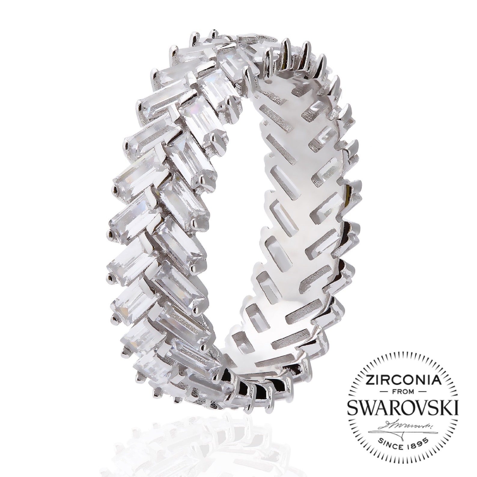 swarovski crystal baguette ring