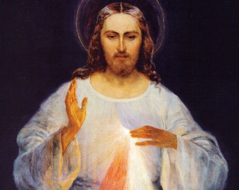 Vilna Imagen del Señor Jesús - Jesús, en ti confío, primero, original de la iglesia de Vilna, en marco dorado, sin marco, grande