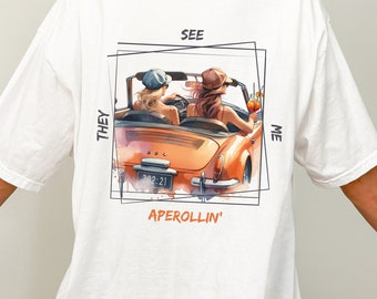 SHIRT APEROL | T-Shirt | Unisex | weiß mit Print | Aperol Spritz | They see me aperollin'