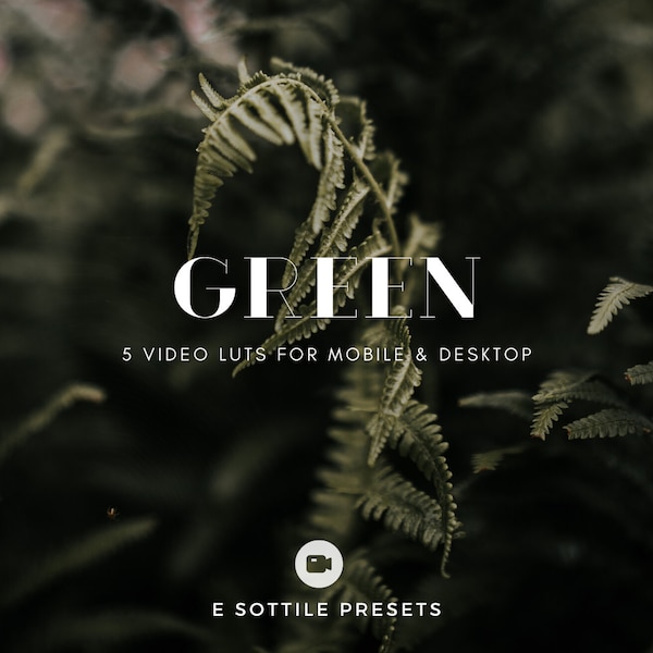 VIDEO LUTS - Green - 5 Cinematic Film Grade LUTs Pack for Color Grading | Mobile & Desktop | Premiere Pro, DaVinci Resolve, Final Cut, VN