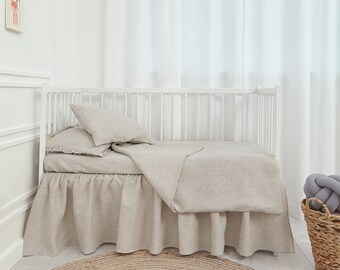 Organic Linen Kids Bedding Set, Organic cot bedding, cot baby duvet set, linen crib, eco crib bedding, natural crib bedding, crib bedding