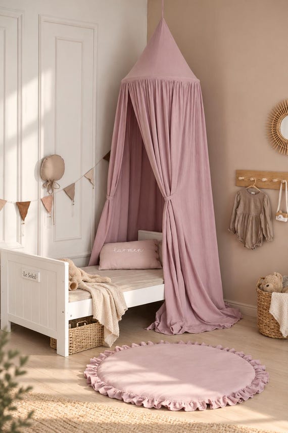 Mädchen Betthimmel, Mädchen Bett Dekor Hängehimmel, Leseecke Baldachin, Betthimmel, Bettzelt, Musselin Betthimmel, Baldachin Kinderzimmer Dekor