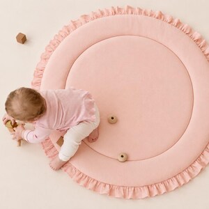 Sage Green Play mat, Baby Gifts, Play Mat For Newborns, Baby play mat, Baby Rug, Round Baby Mat, Nursery Floor mat, Infant Activity Mat, image 11