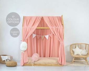 curtains bed canopy, Customized Montessori Bed Canopy, Montessori Bed Curtains, House Bed Curtains, Crib Canopy for Bed Frame