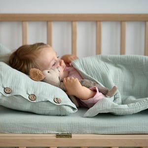 Muslin Sheets for Stokke Sleepi Cribs - Organic Muslin Cotton Fitted Sheets - Custom Size Sheets - Mini Crib Sheets - Full Crib Sheets image 5