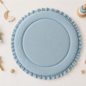 Sage Green Play mat, Baby Gifts, Play Mat For Newborns, Baby play mat, Baby Rug, Round Baby Mat, Nursery Floor mat, Infant Activity Mat, image 10