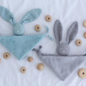 Bunny comforter, Personalised baby comforter, New baby gift, Baby christening gift, Embroidered security blanket, Baby shower gift. image 16