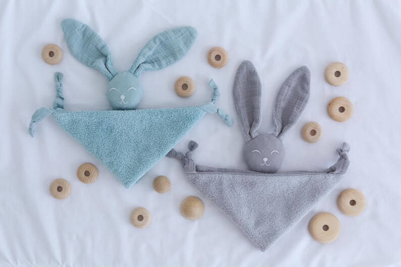 Bunny comforter, Personalised baby comforter, New baby gift, Baby christening gift, Embroidered security blanket, Baby shower gift. image 16