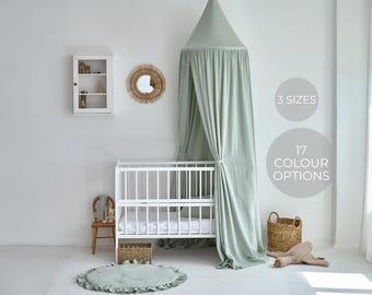 Dosel para cama infantil, dosel verde salvia, dosel colgante, dosel para rincón de lectura, dosel para cama, tienda de campaña para cama, dosel para cama de muselina, baldaquino