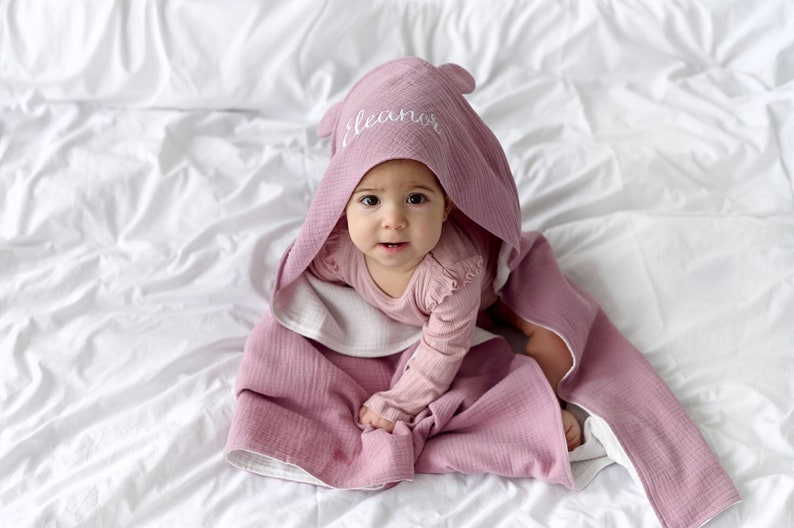 hooded baby towel for girl, Personalized Baby Hooded Towel, Baby Towel with Name, Baby Personalized Gift, Monogrammed Hooded Baby Towel image 1