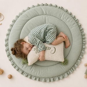 Sage Green Play mat, Baby Gifts, Play Mat For Newborns, Baby play mat, Baby Rug, Round Baby Mat, Nursery Floor mat, Infant Activity Mat,