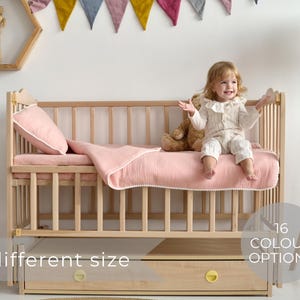 Organic muslin Kids Bedding, baby bedding set, baby bedding girl, Duvet Cover and Pillowcase, Sustainable Bedding for Toddlers and Babies