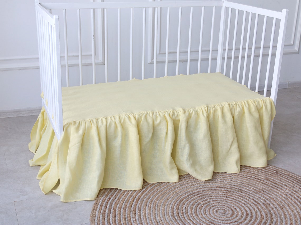 Yellow Crib Bed Skirt Cot Bed Skirt Ruffled Crib Skirt Crib Etsy UK