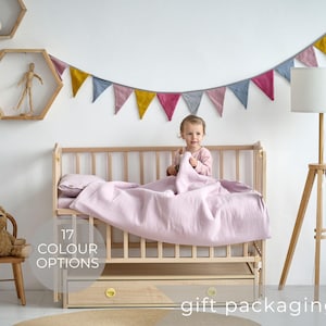toddler bedding girls, Organic muslin Kids Bedding, baby bedding set, baby bedding girl, Duvet Cover and Pillowcase, toddler bedding gifts