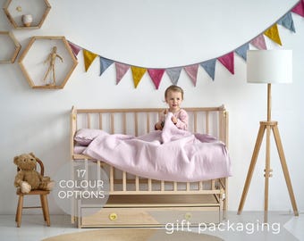 Sängkläder för småbarn flickor, ekologisk muslin barnsängkläder, babysängkläderset, babysängkläder flickor, påslakan och örngott, sängkläder för småbarn i present