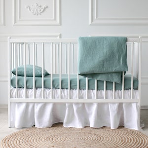 Organic Linen Kids Bedding Set Cot Bedding Set Sage Green Green Baby Duvet Cover Cot Duvet Cover Sustainable Bedding for Babies Etsy UK