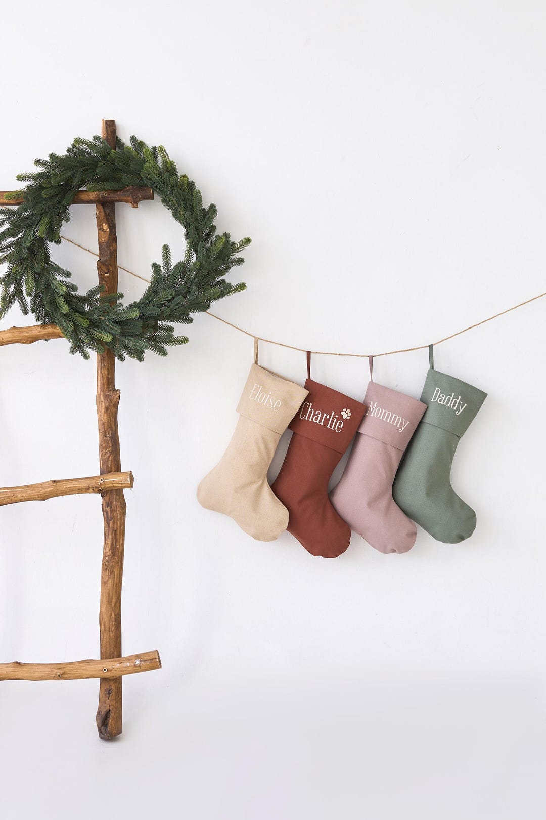 Christmas Stocking Linen, Minimalist Christmas Stocking Scandinavian