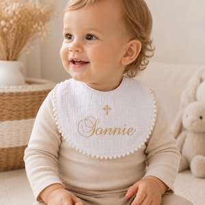 Personalized Baptism Bib, Christening baby outfit, Custom Baby Bib, Christening keepsake