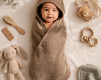 Monogrammerad babyhandduk med huva, babyhandduk med öron, personlig babyhandduk med huva, babyhandduk med huva, present till pojke, babyhandduk med huva för småbarn