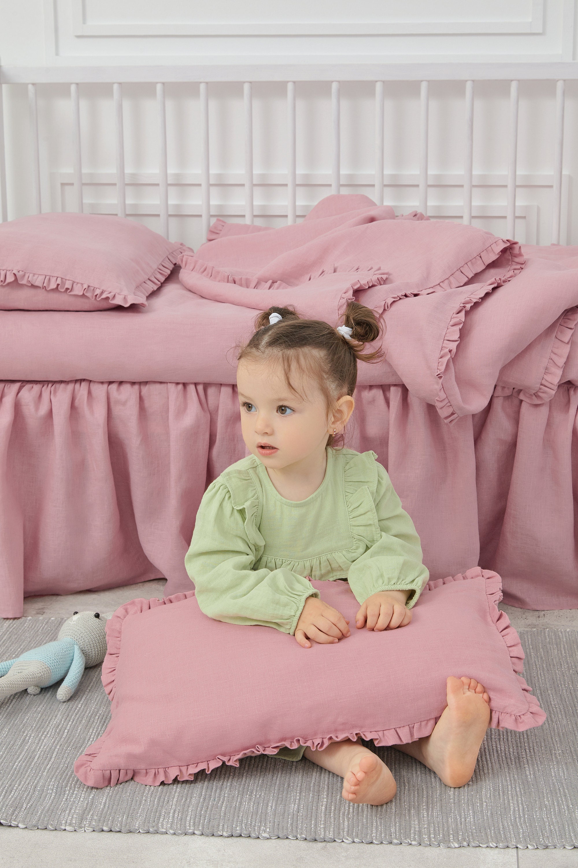 Neutral Crib Set Baby Bedding Crib Bedding Set Girl Linen Etsy