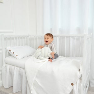 Neutral Farmhouse Crib Bedding Set, Natural Linen Baby Crib Bedding Set, Gender Neutral Nursery Bedding, linen bedding for Baby