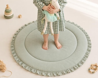 Baby play mat, Baby gifts, Ruffled Baby activity mat  Play mat, Baby Rug, Round Baby Mat, Nursery Floor mat,  Washable Baby Play Rug