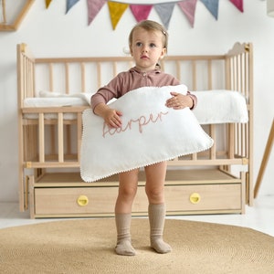 Custom Name Pillowcase, Embroidered Pillowcase, Baby Name Pillowcase, Baby Girl Pillow, Birthday Gift for Boy, Nursery Decor, Newborn Gift image 2