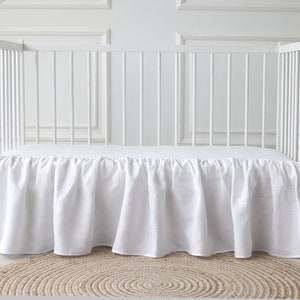 White Crib Bed Skirt, Ruffled Crib Skirt, Crib Skirt for Baby Bed, Crib Skirt for Nursery Room Decor