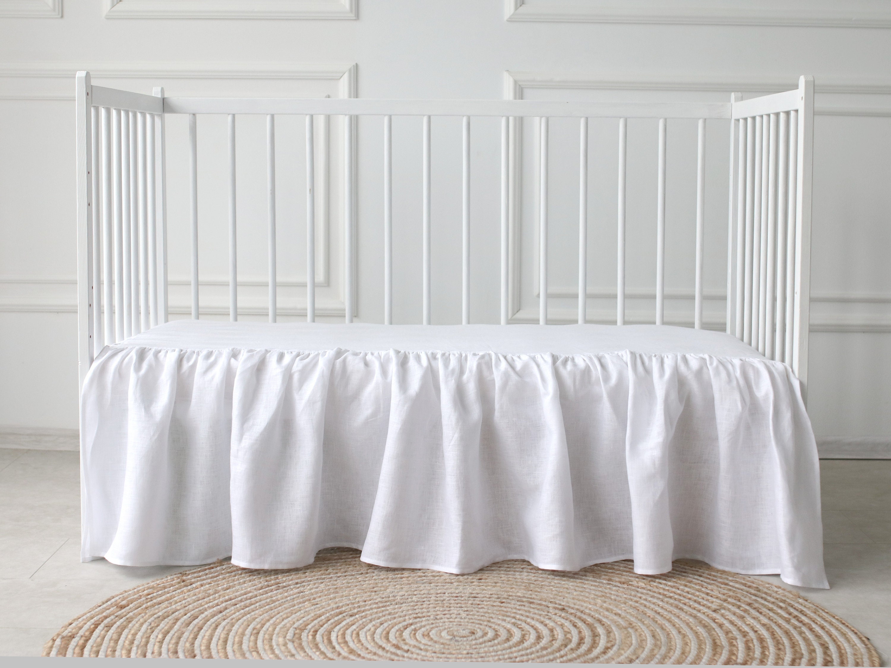 Crib Bed Skirt Dust Ruffle Nursery Crib Toddler Bedding Microfiber Fabric Ruffle Bed Skirt For Baby Boys Or Girls 28 X 52 X 14 Ivory Solid