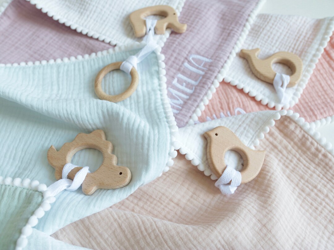 Organic Cotton Security Blanket With Teezer, Baby Shower Gift, Lovey