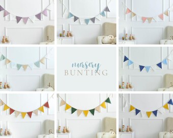 Banderines para niñas, banderines para guardería, banderines bohemios para bebés, banderines de tela para niñas, banderines de triángulos