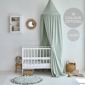 Kids Bed Canopy, canopy sage green, Hanging Canopy, Crib Canopy, Bed Canopy, Bed Tent, Muslin Bed Canopy, Crib Bed Baldachin