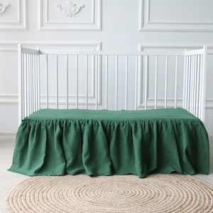 Green Crib Bed Skirt, cot bed skirt, Ruffled Crib Skirt, Crib Skirt for Baby Bed, Crib Skirt for Nursery Room Decor