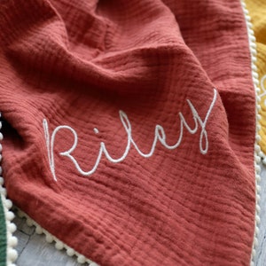 Muslin cloth with name | (Organic) cotton | Birth blanket | Summer blanket | Personalized baby blanket | Cuddly blanket | Personalized gift image 4