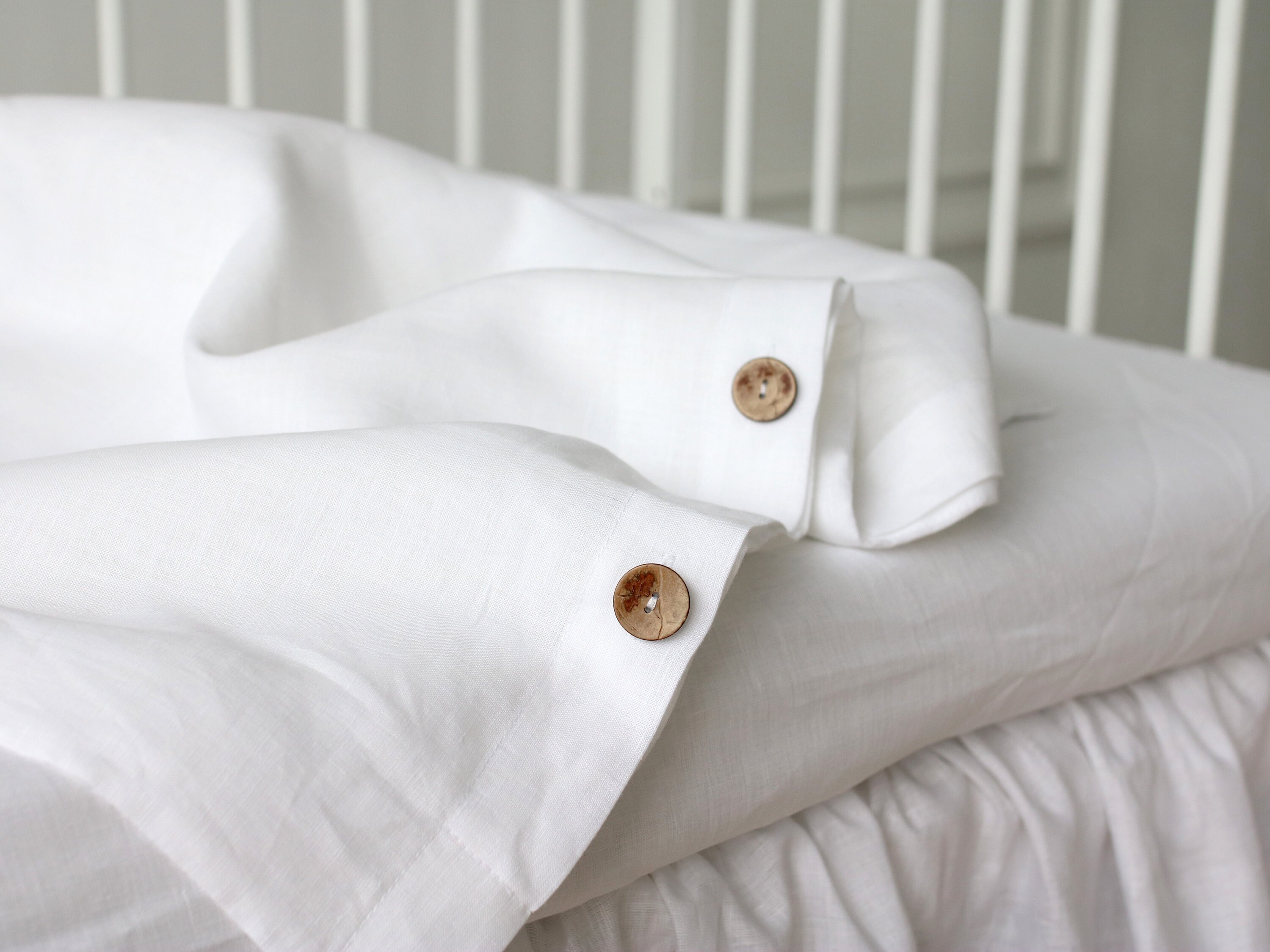 White Linen Baby Bedding Set Linen Baby Bedding White Crib Etsy