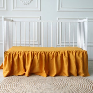 mustard yellow cot bed skirt, Girl Crib Bed Skirt, Ruffled Crib Skirt, Crib Skirt  Baby Bed, Crib Skirt for Nursery Room Decor, cot bedding