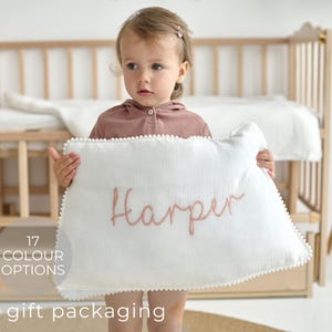 Custom Name Pillowcase, Embroidered Pillowcase, Baby Name Pillowcase, Baby Girl Pillow, Birthday Gift for Boy, Nursery Decor, Newborn Gift