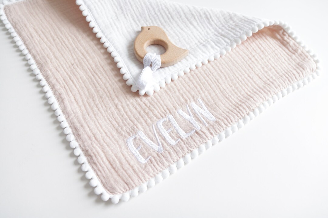 Personalised Baby Comforter Blanket, Baby Muslin Comforter, Muslin
