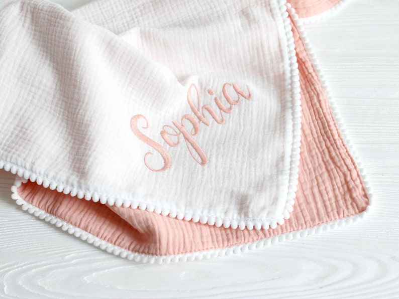 Personalised Baby Blanket, personalised baby blanket girl, Embroidered Name, Muslin Wrap, Newborn Baby Gift Blanket with name muslin blanket 